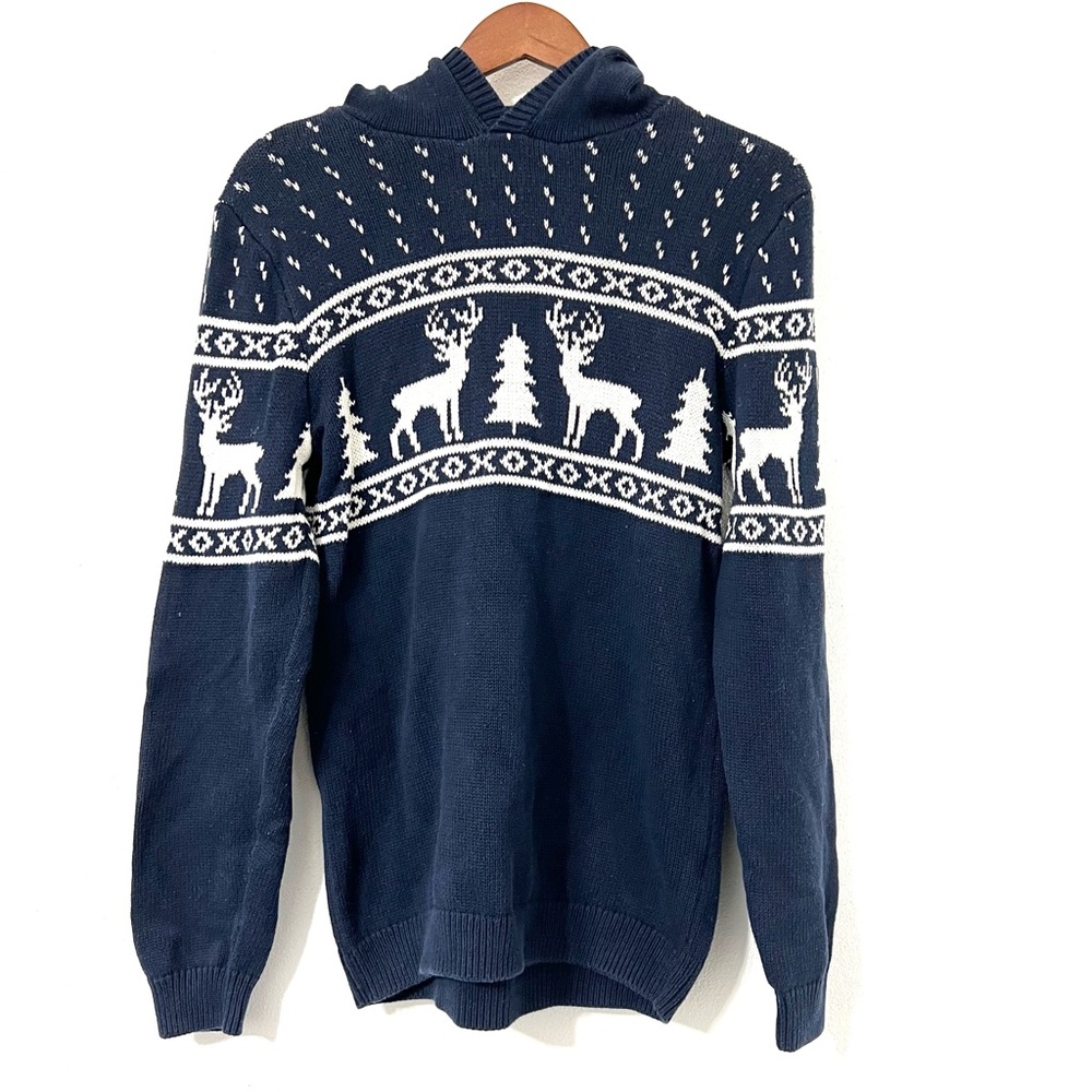 Old Navy Boys XXL (18) Hooded Knit Sweater – Navy Blue